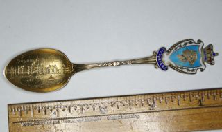 1901 Sterling Silver & Enamel Queen Victoria,  Bc Parliament Bldg Souvenir Spoon photo