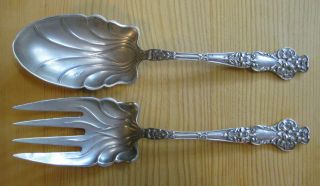 Watson Bridal Flower 1910 Serving Fork And Spoon 9 1/4 