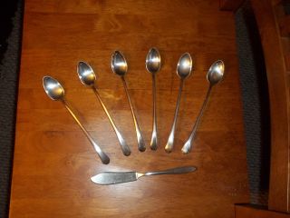 7 Pc Plated Sterling Silver Wm.  Rogers & Son 7 - 71/2 Spoons + Bonus Knife photo