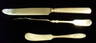 Three Vintage Silverplate Knives,  One Twisted R&r,  One Carlton Silverplat photo