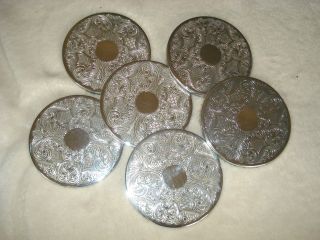 Set Of 6 Silver Plated Coasters photo