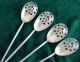 Four Rare Antique Sterling Silver & Gilt Chocolate Muddler Spoons Shamrock Bowls Other photo 6