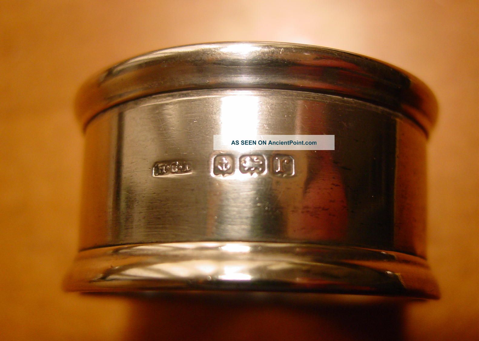 Lovely Plain Antique Solid Sterling Silver Napkin Ring 1916 Napkin Rings & Clips photo