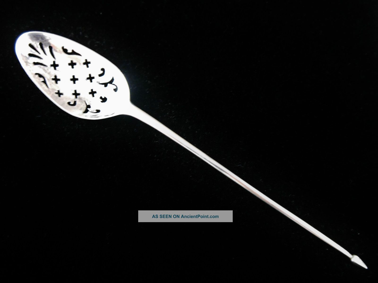 British Sterling Silver Mote Spoon Early 1700 ' S United Kingdom photo