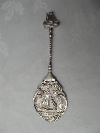 Unusual Dutch Hm Silver Ship Spoon Thingy - Import Sheff 1898 - Sterling photo
