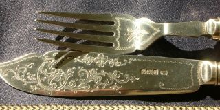 Antique Edwardian Set Of Solid Silver Fish Knife And Fork. photo