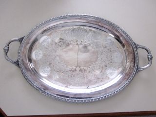 20 Inch Rogers Bros 1781 Silverplate Wonderful Oblong Tray With Handles photo