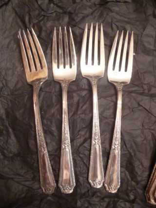4 Vintage Towle Louis Xiv Sterling Silver Salad Forks - - No Mon photo