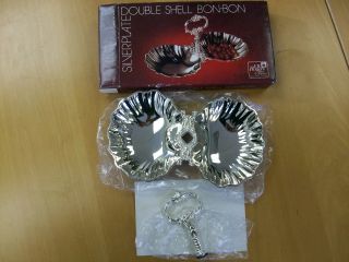Double Shell Bonbon Candy Dish F B Rogers Silver Co.  In Box Never photo