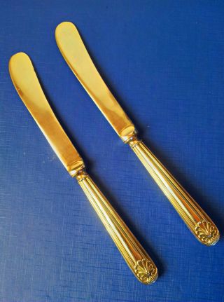 Two George V Antique Sterling Silver Butter Knives - Sheffield 1919 photo
