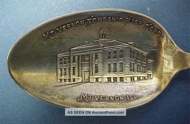 Sterling Silver Souvenir Illinois Spoon State Seal Enamel Finial Souvenir Spoons photo