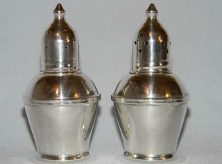 Antique Weighted Sterling Silver Salt And Pepper Shakers Glass Lined photo