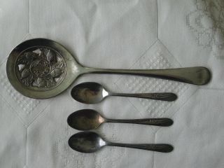 Silver Spoons Set Of 6 Different Types Slotted Spreader Teaspoons photo