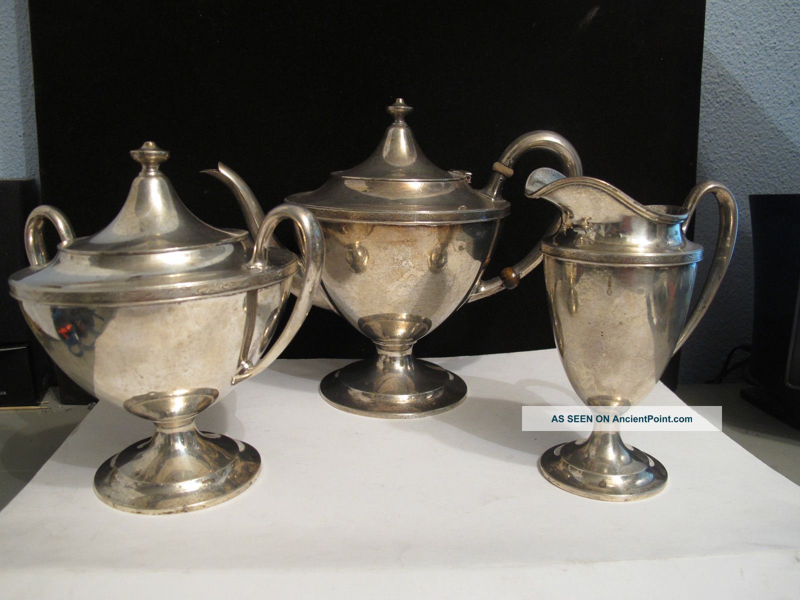 Wallace&sons Sterling Silver 3 Piece Tea Set,  Marked And Numbered Wallace photo