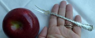 Anitque Whiting Sterling Silver Cocktail Pickle Fork With Interesting Mono photo