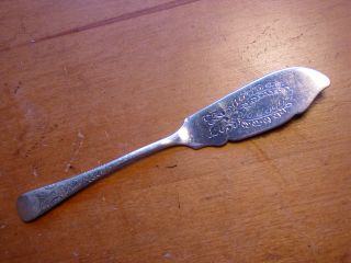 Heavy Antique Solid Silver Butter Knife Server Sheffield 1908 photo