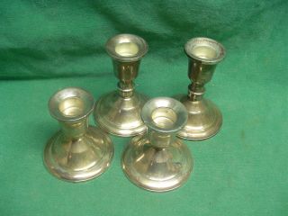 2 Pair Antique Duchin Weighted Sterling Silver Candlesticks Candle Holders 17 Oz photo