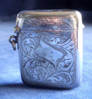 Good Late Victorian Silver Plated Engraved Vesta / Tobacco Case C1890 photo