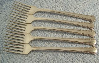 1939 Oneida Del Mar Silverplate 1881 Rogers 5 Dinner Fork Craft Lot Or Use photo