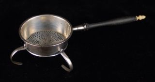 1846 Coin Silver Tea Strainer With Ivory Acorn Finial photo