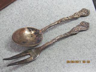 Antique Sterling Demitasse Spoon - - & Pickle Fork - By Extrdrnsalp - - Sweden photo