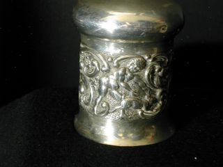 Antique Angel Cherub Sterling Vanity Trinket Box Hallmarked English (comyns?) photo