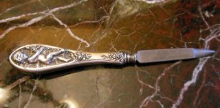 Antique Sterling Silver Art Nouveau Nail File Cherub & Roses With Name Virginia photo