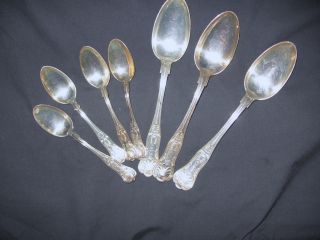 Vintage Gorham Silverplate Flatware 3 Large Serving Spoons 4 Teaspoons photo