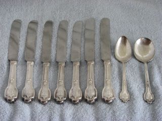 Rogers Wallace International Silver Falmouth Teaspoon Cream Spoon & Knife - 7 photo