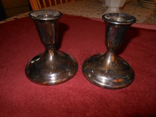 International Silver Co Silverplate Pair Of Candlesticks Holders 4 Inches Tall photo