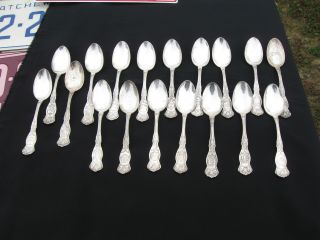 18 Antique Silverplate State Spoons Wm Rogers & Son Aa Pat.  1915 photo