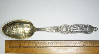 Antique Sterling Silver Miner Summit Of Pike ' S Peak Colorado Gilt Souvenir Spoon photo