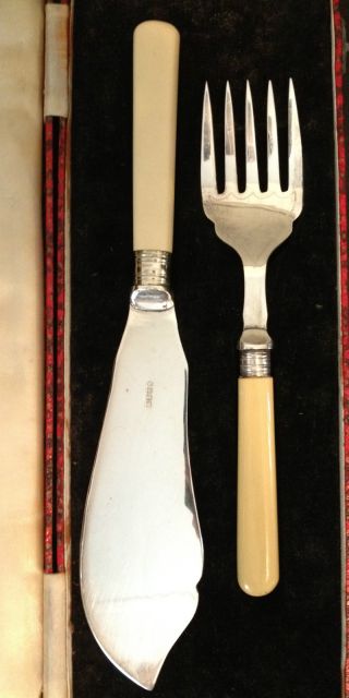 Antique Fish Serving Fish Epns - Knife And Fork photo