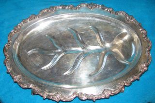 Lovely Rococo Meat Tray Silverplated Copper photo