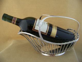 Vintage Christofle France Gallia Silver - Plated Wine Bottle Basket Caddy Holder photo
