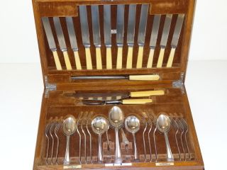 Silver Plated 47 Piece Vintage Cutlery Set Boxed photo