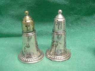 Antique Reed & Barton Weighted Sterling Silver Salt & Pepper Shakers photo