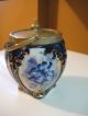 E.  P.  N.  S.  Lid Bisquit Cookie Jar - Blue,  Gold And White Pattern - Silver Lid Other photo 1