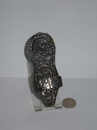 Lovely,  Rare Vintage,  Real Siver,  Hand Embossed,  Covered Wooden Sandle/clog.  2 photo