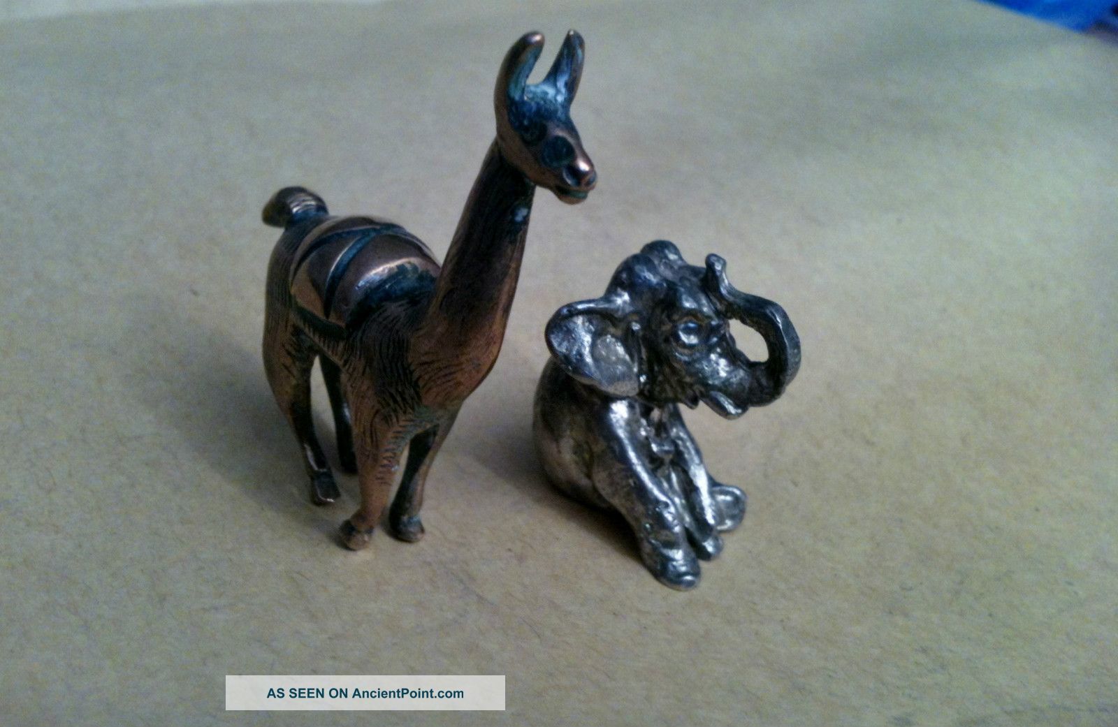 Miniature Silver Elephant & A Brass Llama - Little Collectables Miniatures photo