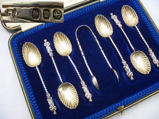 Victorian Silver Apostle Spoons & Tongs - Birm 1896 - William Devenport photo