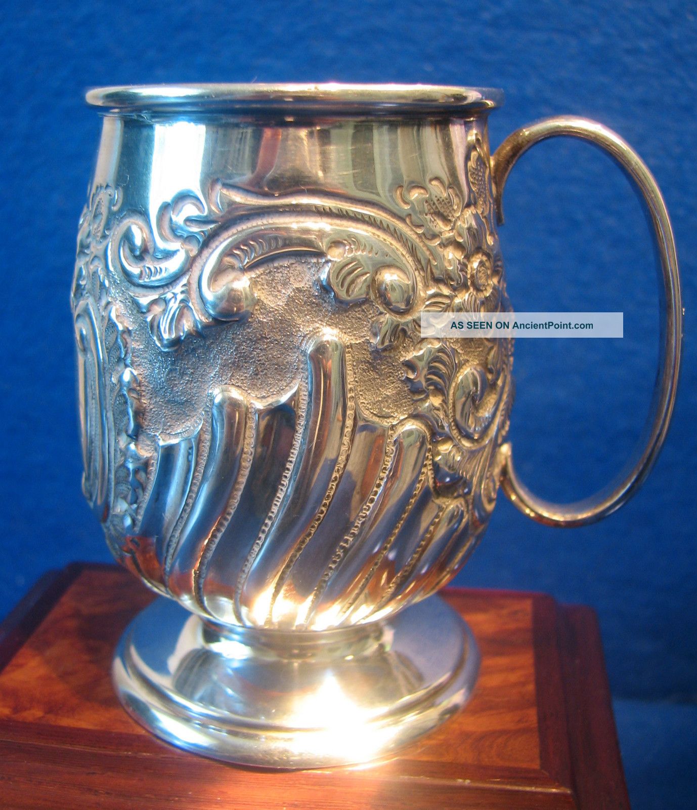 Perfect 1904 Solid Silver Ornate Tankard,  Edwardian Christening Tankard 84grm Cups & Goblets photo