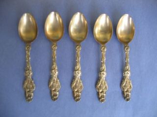 Lily Whiting Division Of Gorham Sterling Vermeil Demitasse Spoons - Set Of 5 photo