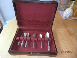 Antique 20 Piece Rogers Silverplate Flatware Set With Box photo