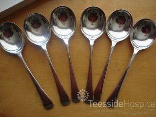 Vintage Box Set Of 6 Silver Plated Large Soup/serving Spoons Henry Knowles & Co photo