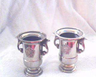 Vintage ;;one Pair Of - Silver,  P,  Ornate; Table Condiment Pots;;stmp photo