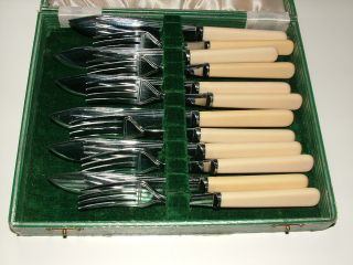 Silver Plate Set Of 6 Knives And 6 Forks Cutlery Boxed photo