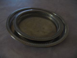 Set Of 2 Silver Plate Tray - Gold/brass Tone photo