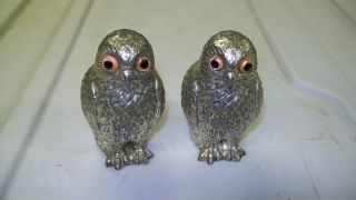 Owl Silverplate Salt And Pepper Shakers photo