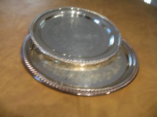Set Of 2 Onieda Silver Plated Round Trays photo